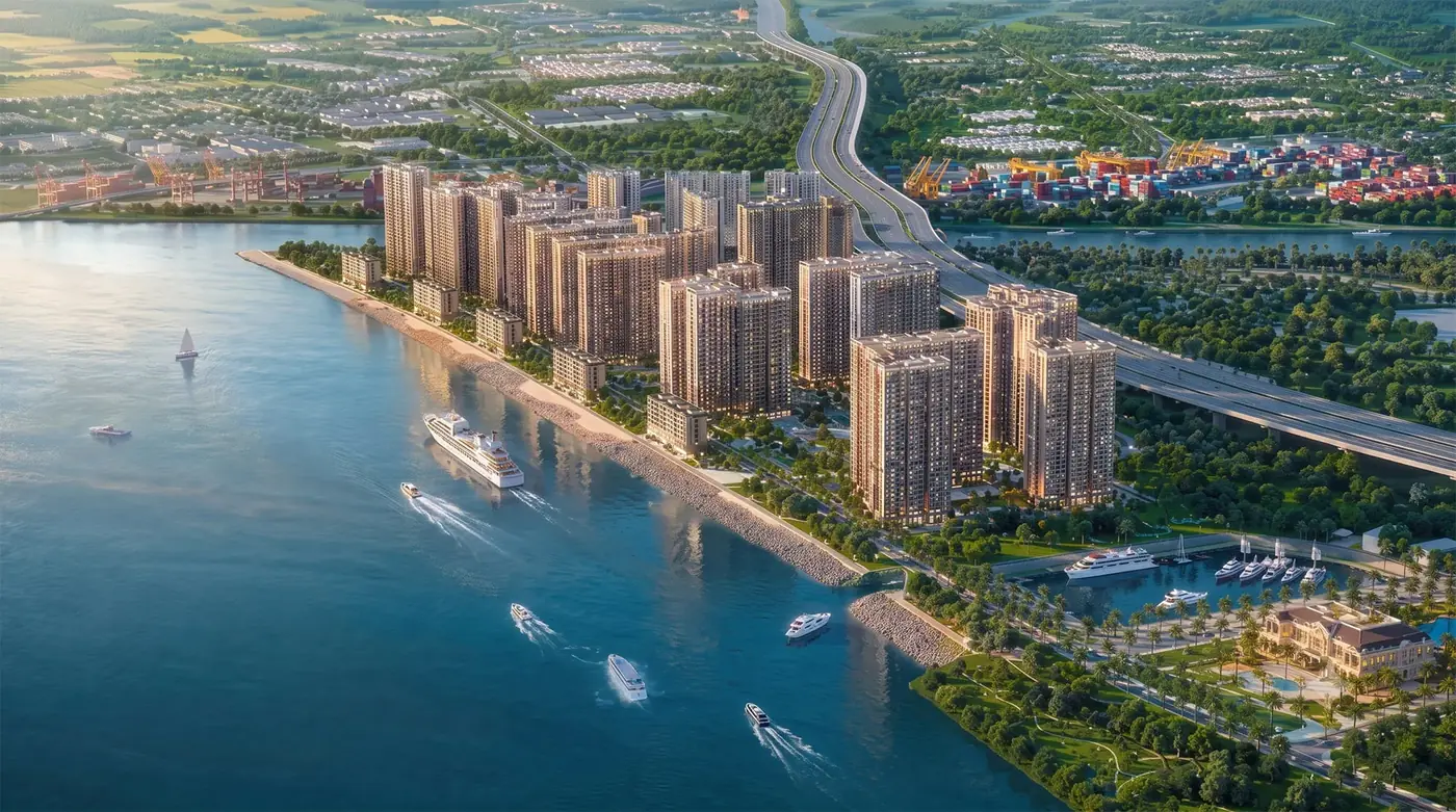 Phối cảnh các tòa chung cư ven sông