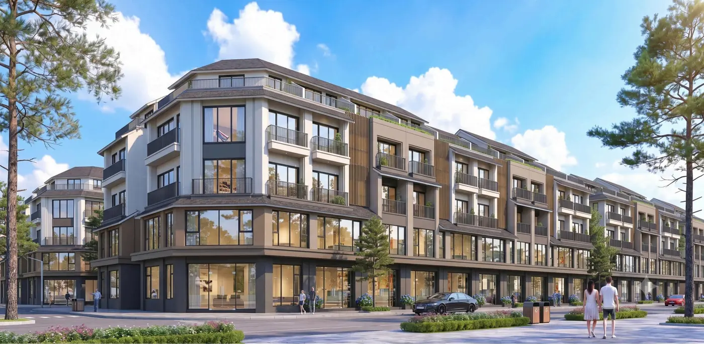 Phối cảnh dãy nhà liền kề và shophouse 5 tầng